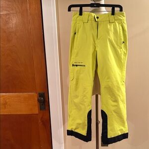 Kids Obermeyer Black and Neon Yellow Ski/Snow Pants